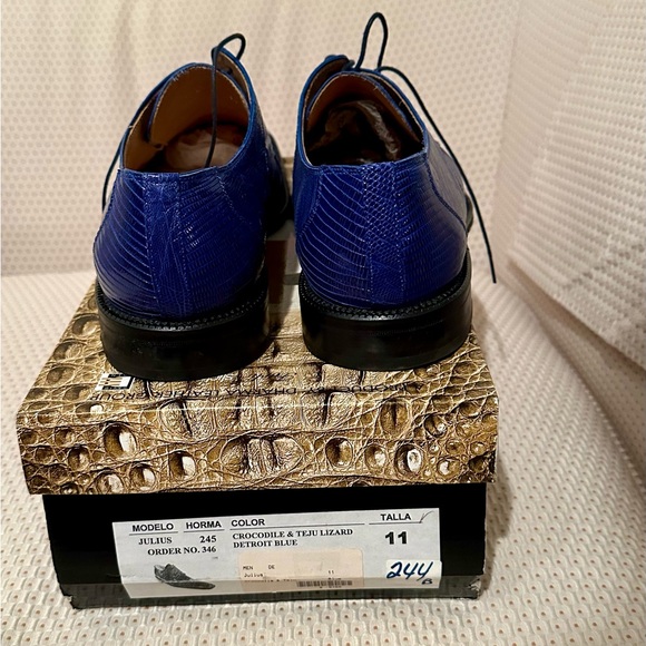 Vibrant Blue Textured Oxfords with Glossy Finish - Picture 5 of 8